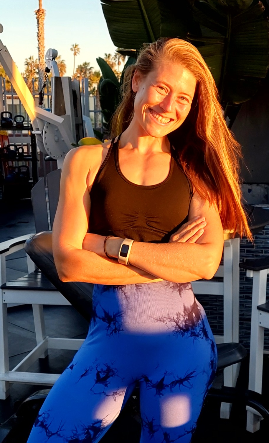 Lin smiling at an outdoor gym after training